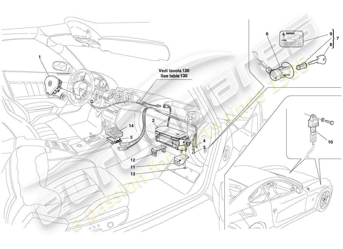 ferrari 612 scaglietti (rhd) airbag part diagram