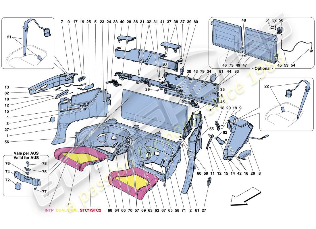 ferrari california t (rhd) interior trim part diagram