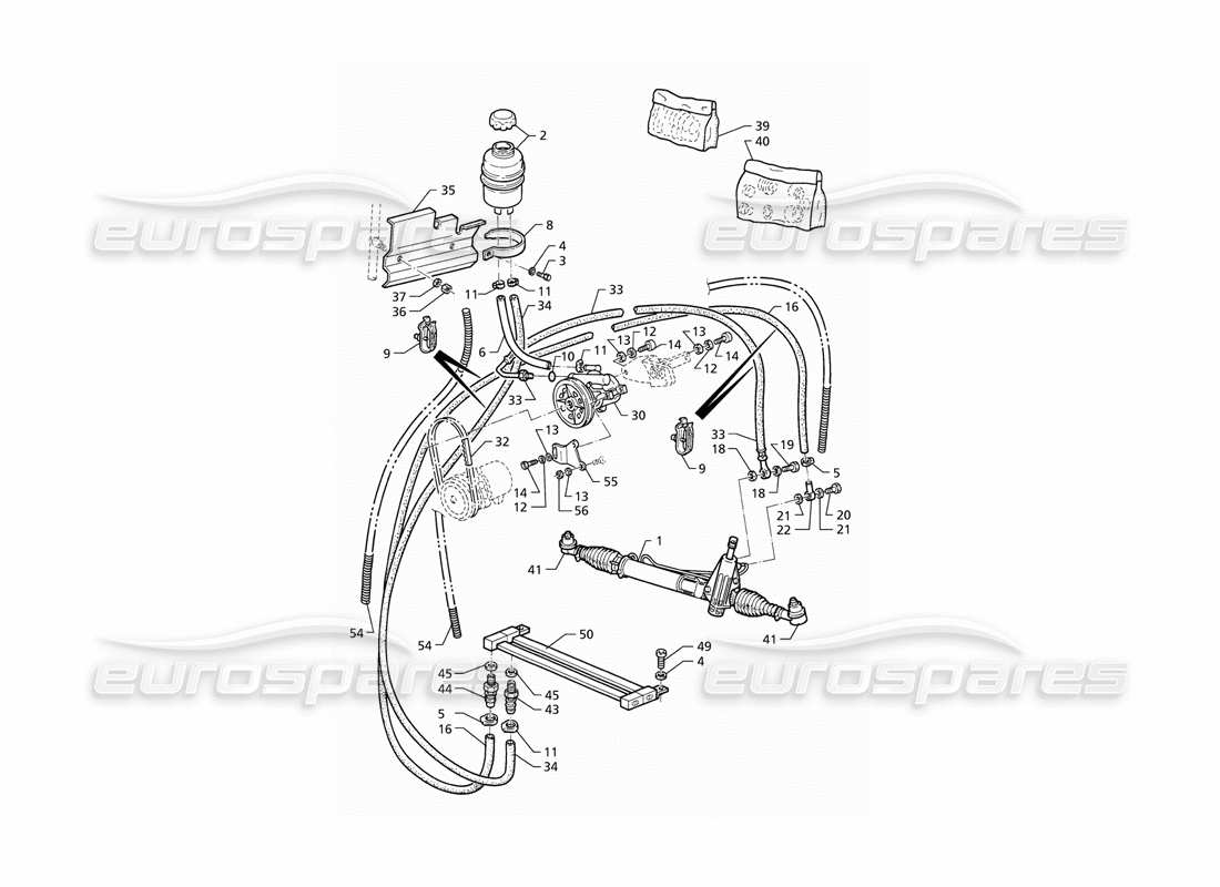 maserati qtp v8 (1998) power steering system (lhd) part diagram