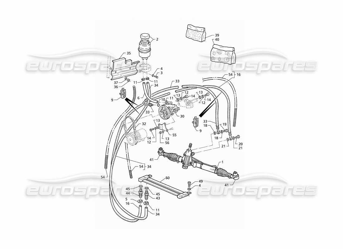 maserati qtp v8 (1998) power steering system (rhd) part diagram