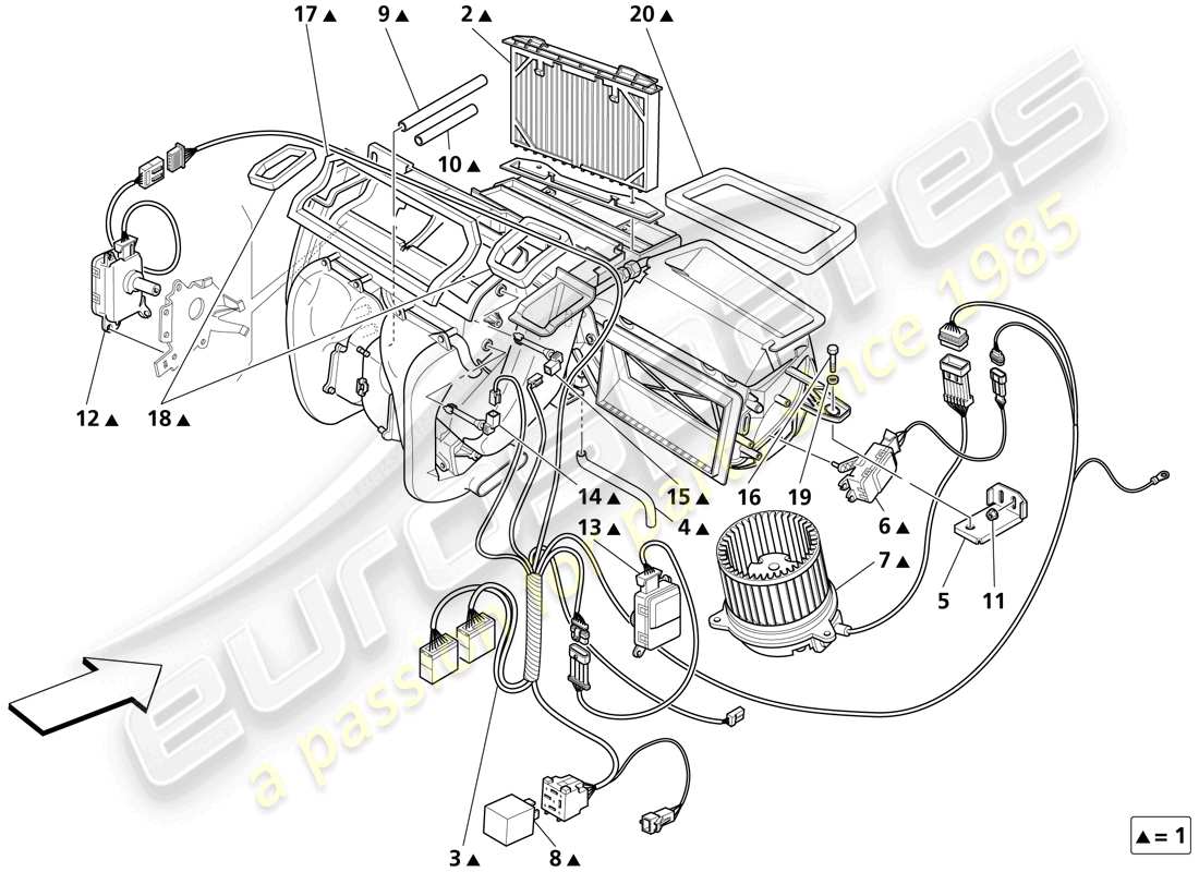 maserati trofeo passengers compartment aerating system - valid for my 2003 & valid for my 2004 part diagram