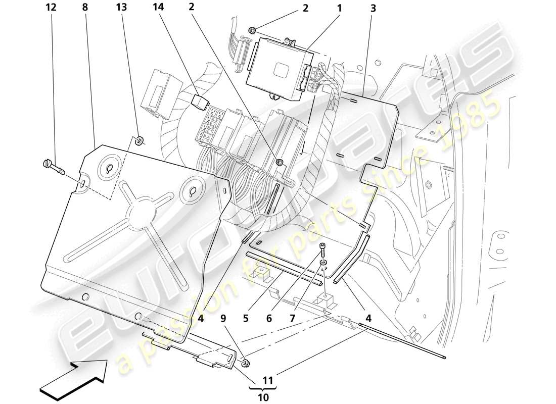 maserati trofeo passengers side control units part diagram