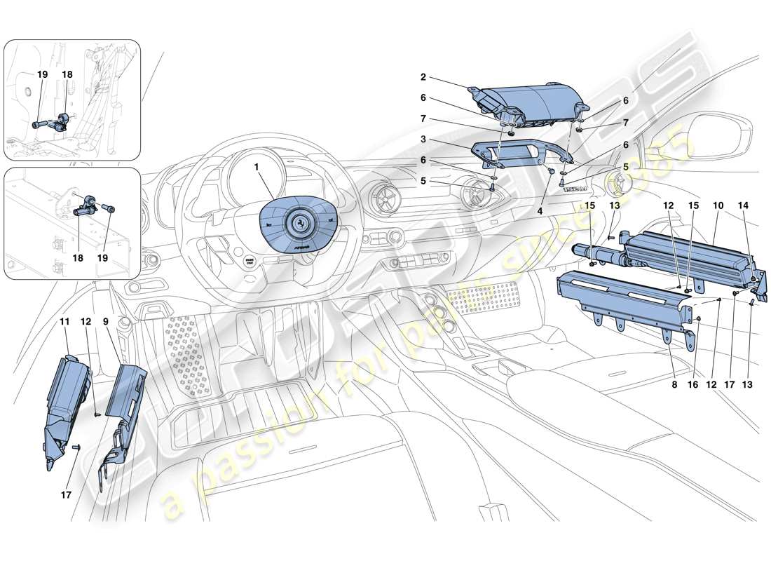 ferrari 812 superfast (europe) airbags part diagram