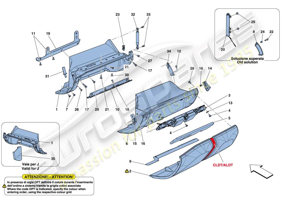 ferrari 812 superfast (europe) glove compartment part diagram