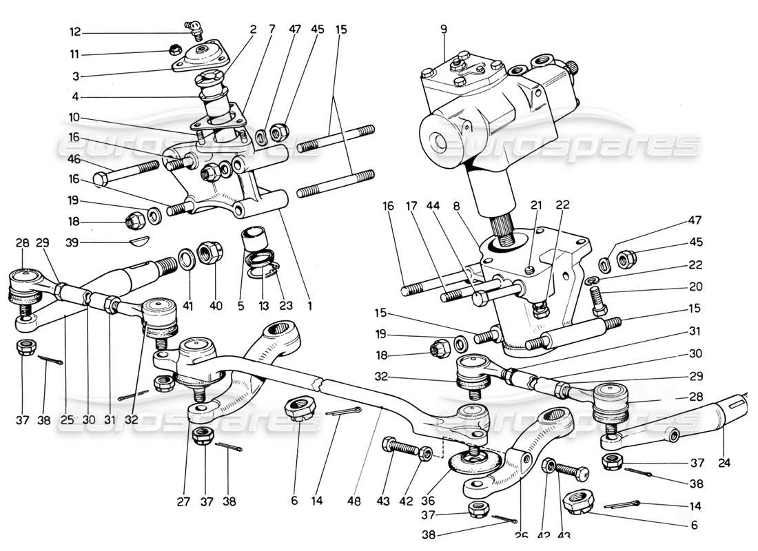 ferrari 365 gtc4 (mechanical) steering linkage - revision part diagram