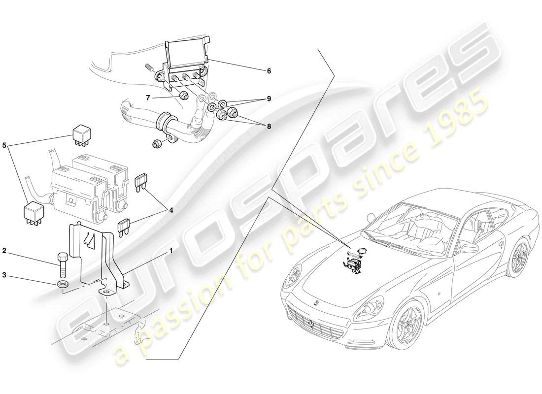 ferrari 612 sessanta (usa) engine compartment ecus part diagram