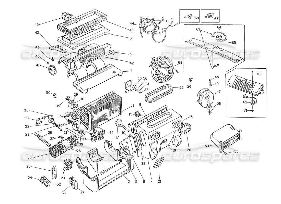 maserati karif 2.8 automatic air conditioner set (rh steering cars) part diagram