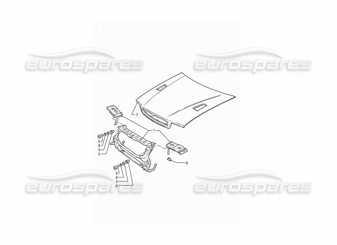 maserati ghibli 2.8 (abs) body shell: front panel and bonnet part diagram