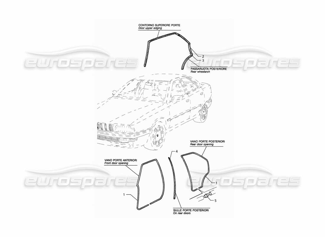 maserati qtp. 3.2 v8 (1999) external seals part diagram