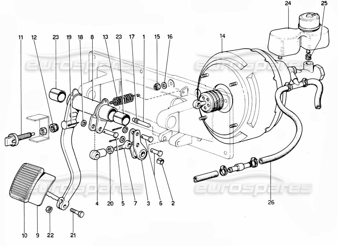 ferrari 365 gtc4 (mechanical) brake pedal (rhd) part diagram