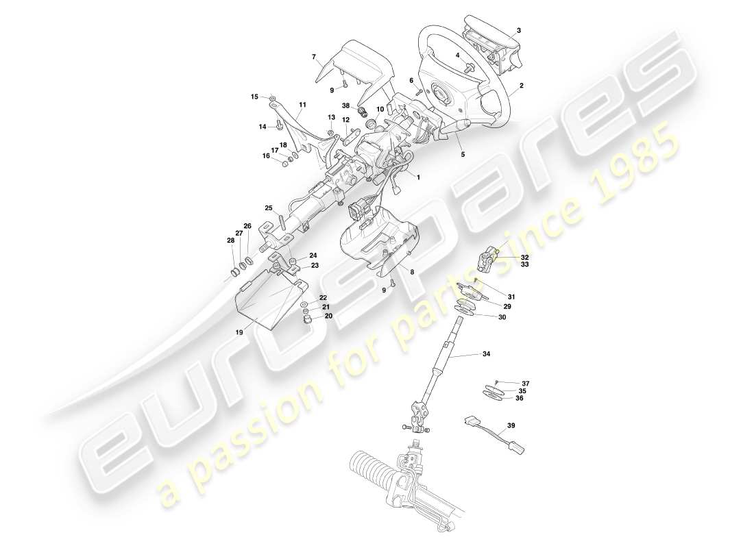 aston martin db7 vantage (2004) steering column part diagram