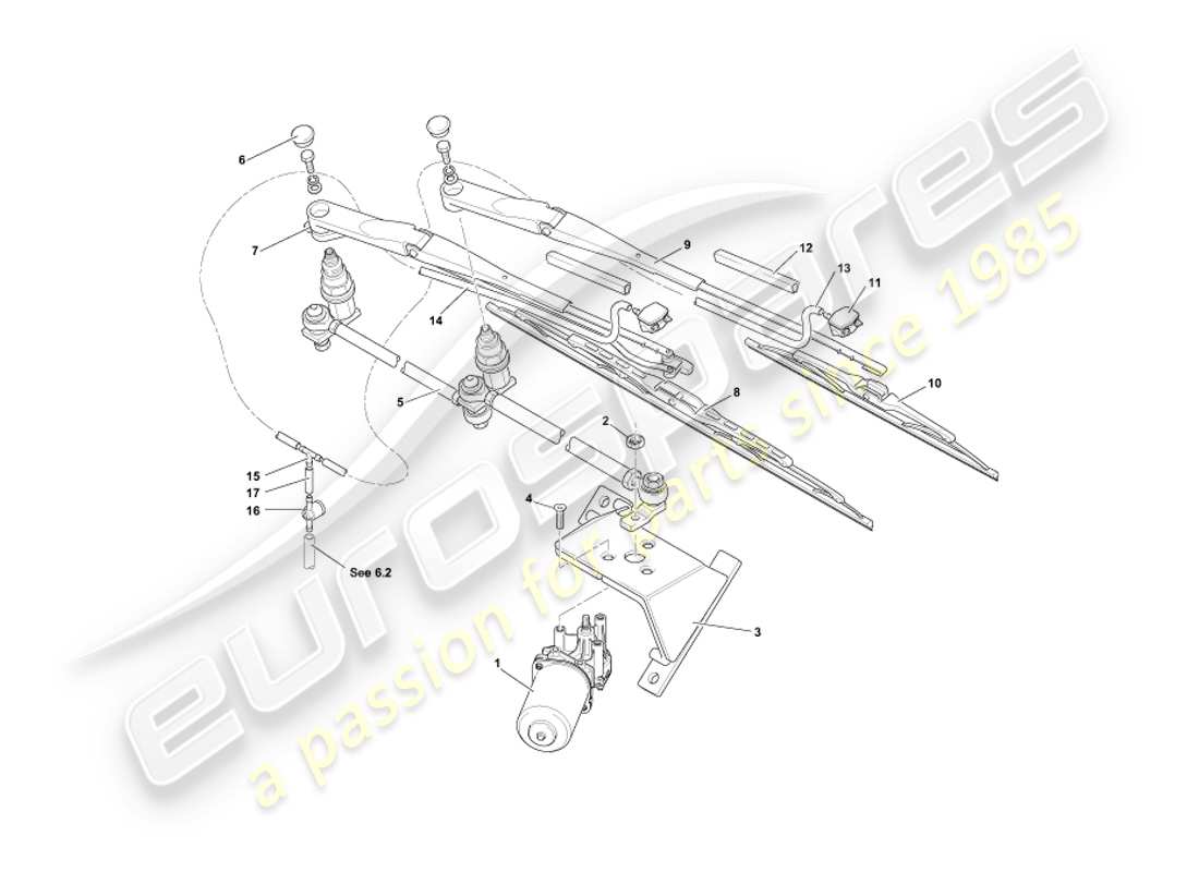 aston martin db7 vantage (2004) windscreen wipers part diagram