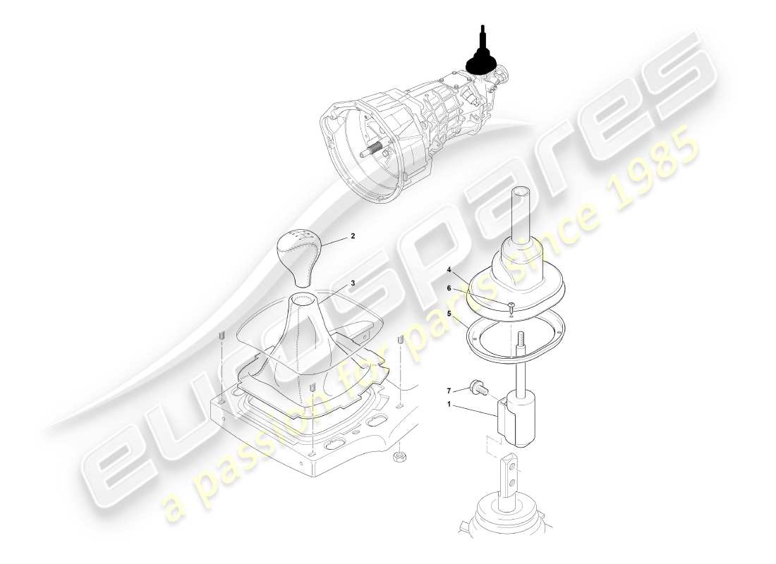 aston martin db7 vantage (2004) manual gearbox & gear selector assy part diagram