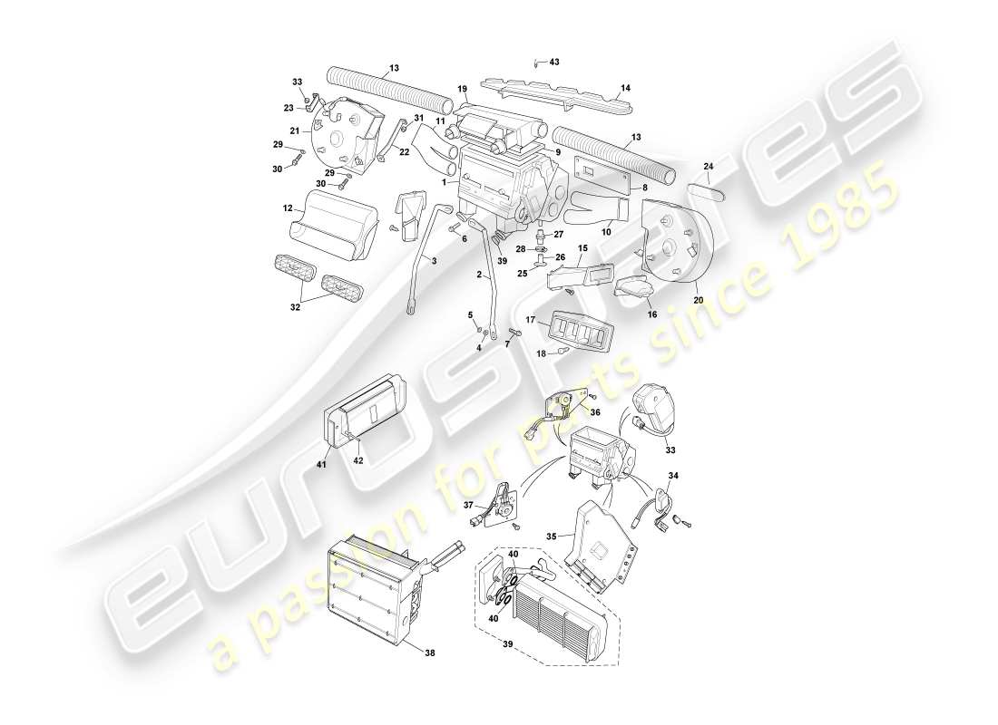 aston martin db7 vantage (2004) interior installation part diagram