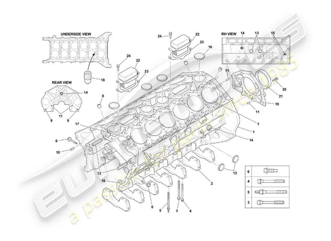 aston martin db7 vantage (2004) cylinder block part diagram