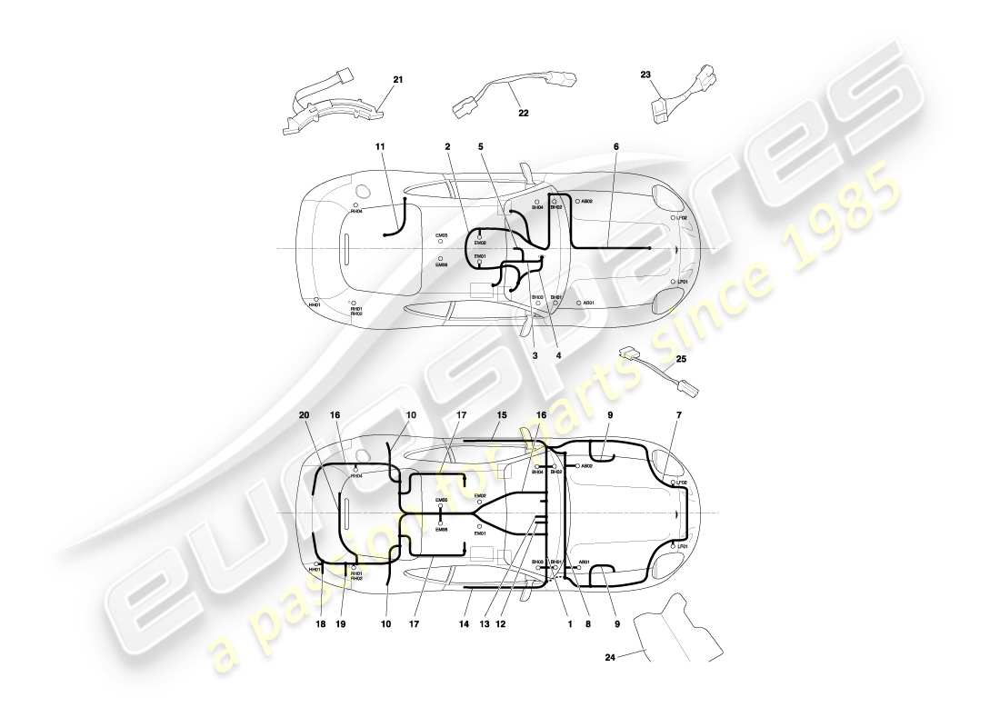 aston martin db7 vantage (2004) harnesses part diagram