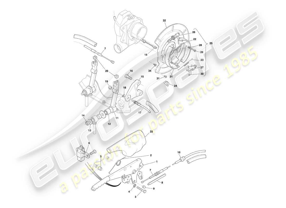 aston martin db7 vantage (2004) handbrake part diagram