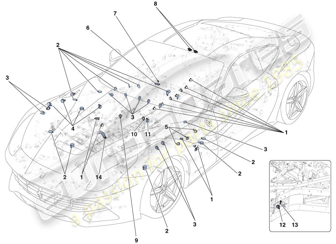 ferrari f12 berlinetta (usa) various fastenings for the electrical system part diagram