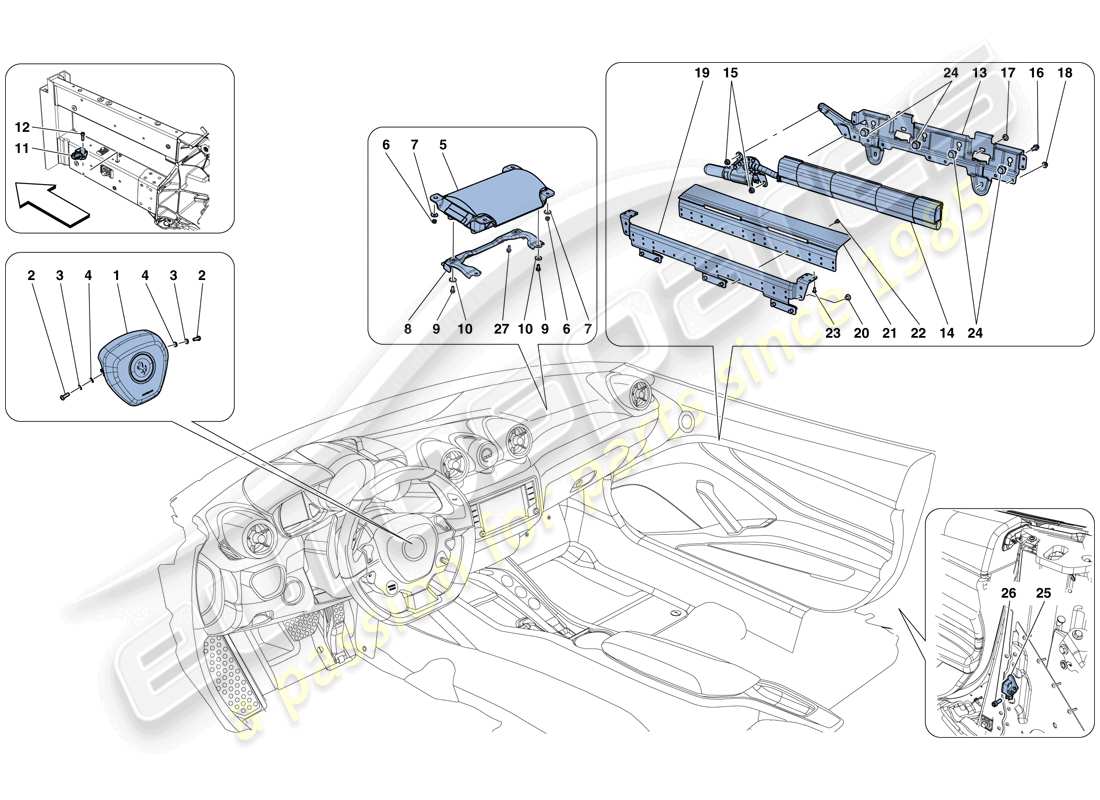 ferrari california t (europe) airbags part diagram