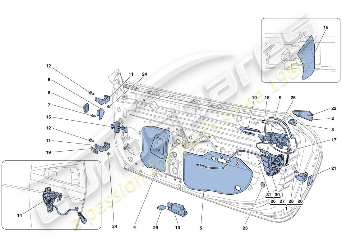 ferrari 458 italia (europe) doors - opening mechanism and hinges part diagram