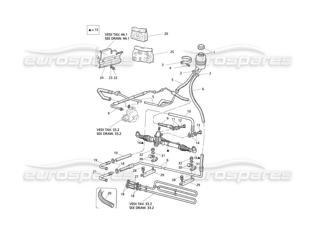 maserati qtp v8 evoluzione power steering system (rh drive) part diagram