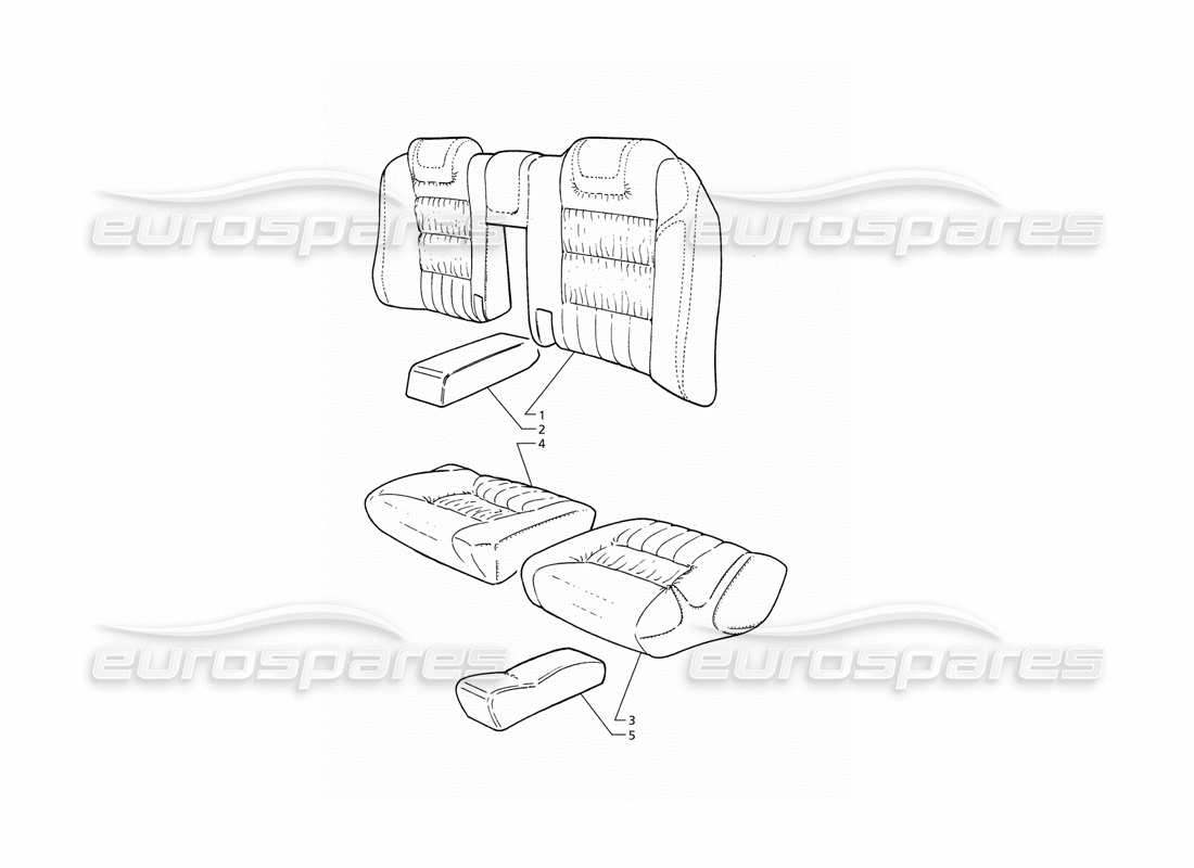 maserati qtp v8 (1998) rear seat upholstery part diagram