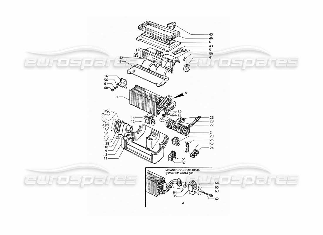 maserati qtp v8 (1998) automatic air conditioner assy (lhd) part diagram