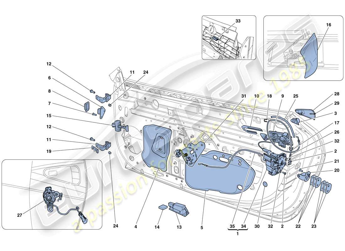 ferrari 458 speciale aperta (usa) doors - opening mechanisms and hinges part diagram