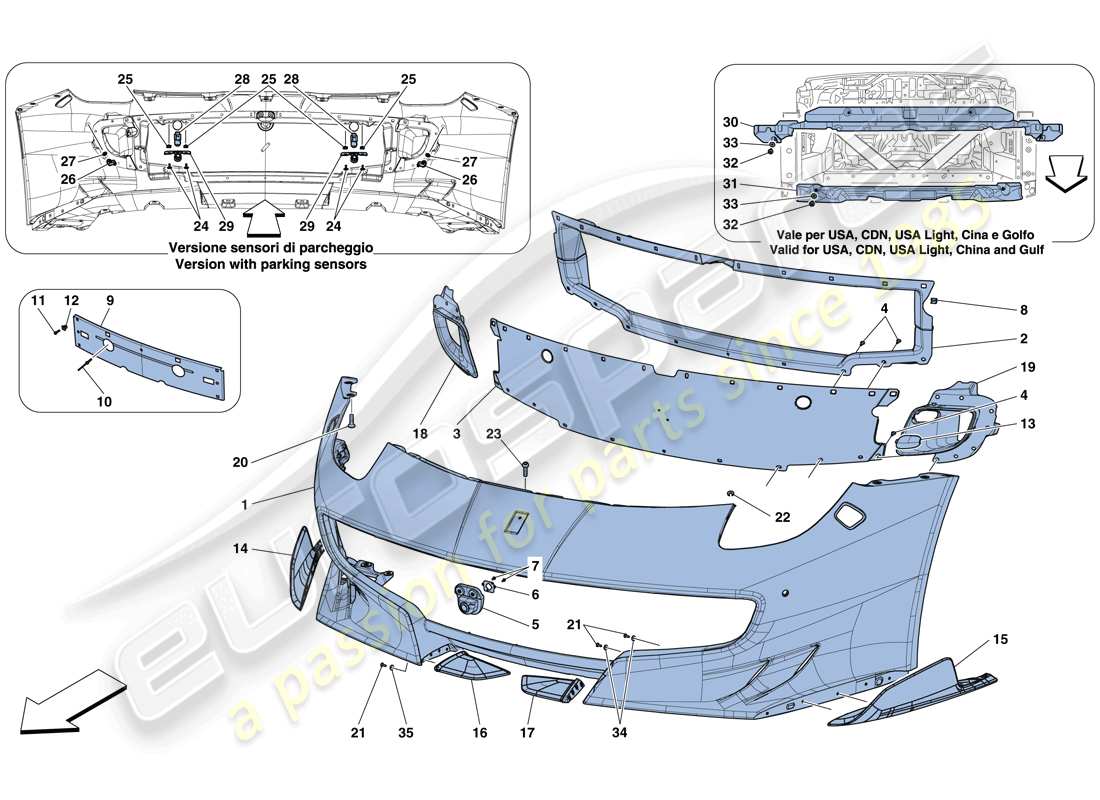 ferrari f12 tdf (usa) front bumper part diagram