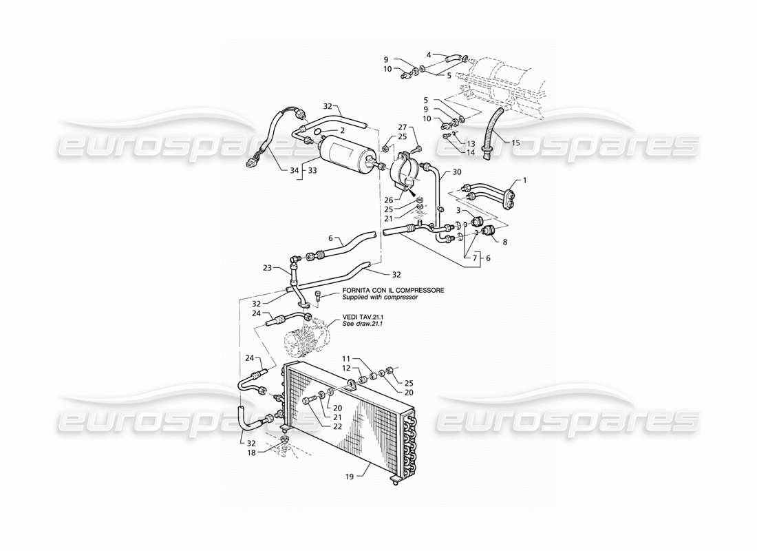 maserati qtp v6 (1996) air conditioning system (lhd) parts diagram