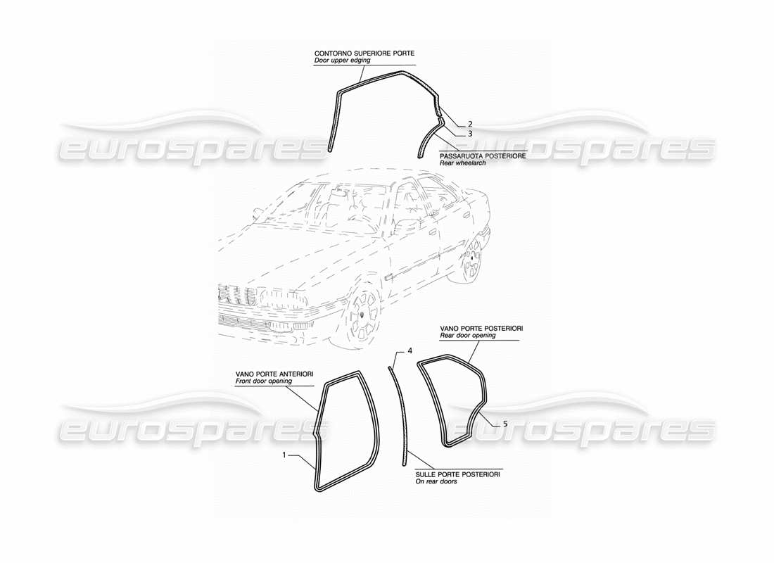 maserati qtp v6 (1996) external seals parts diagram