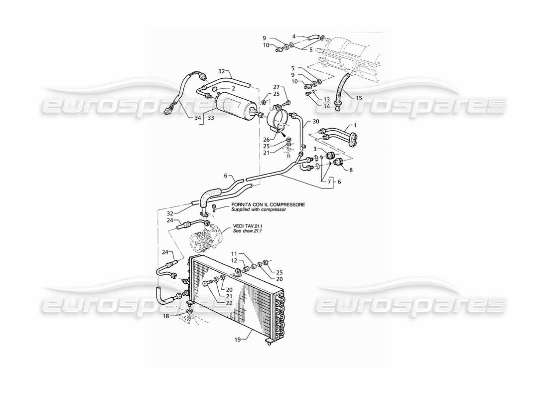 maserati qtp v8 (1998) air conditioning system (lhd) part diagram