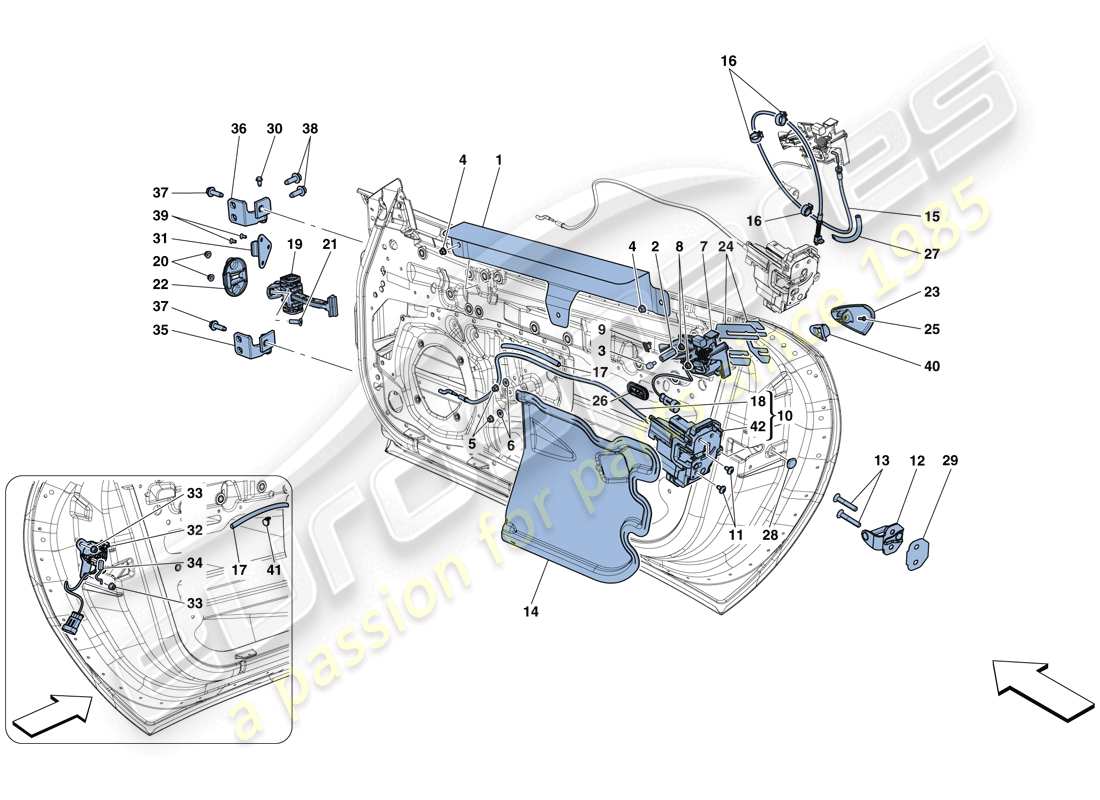 ferrari 812 superfast (europe) doors - opening mechanisms and hinges part diagram