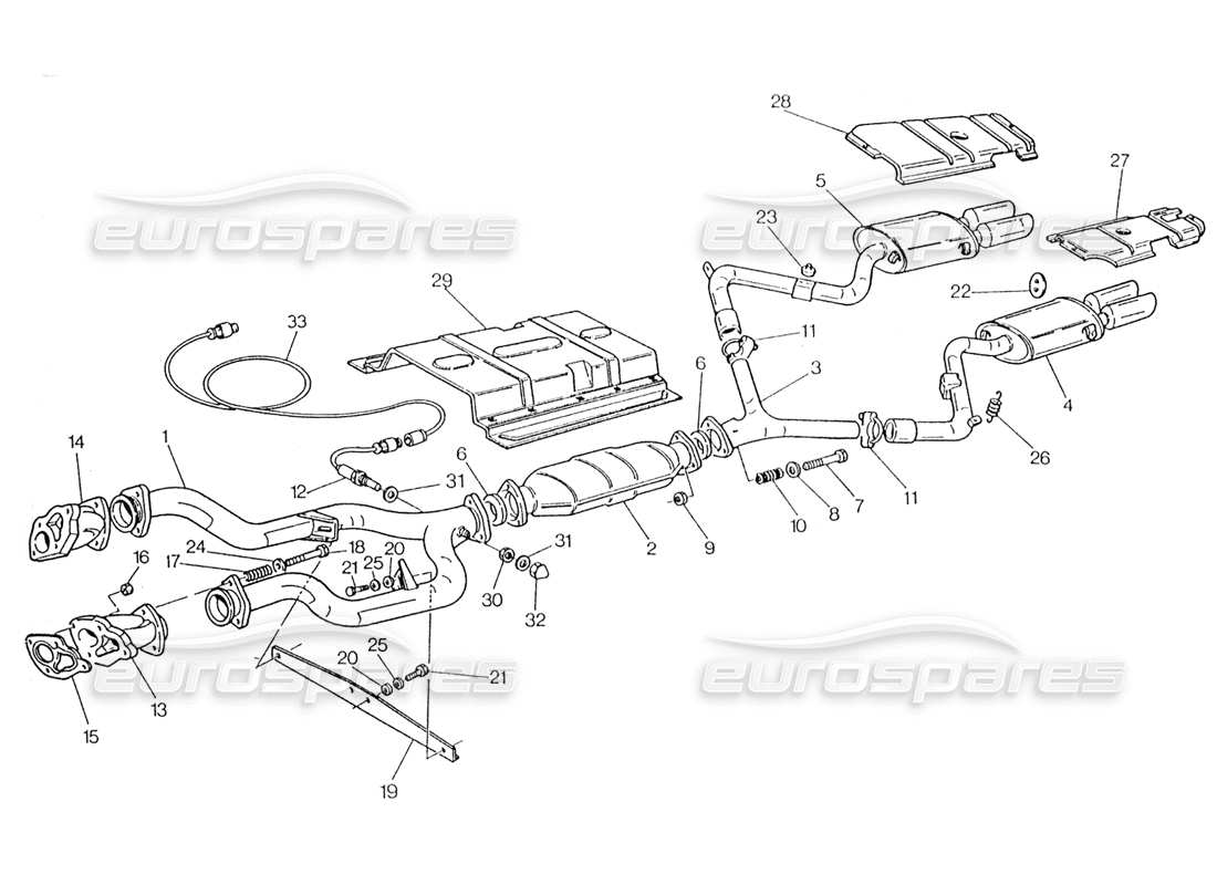 maserati karif 2.8 exhaust system with catalys part diagram