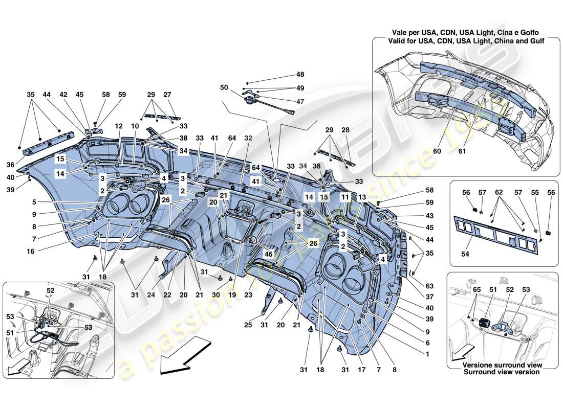 ferrari gtc4 lusso t (usa) rear bumper part diagram