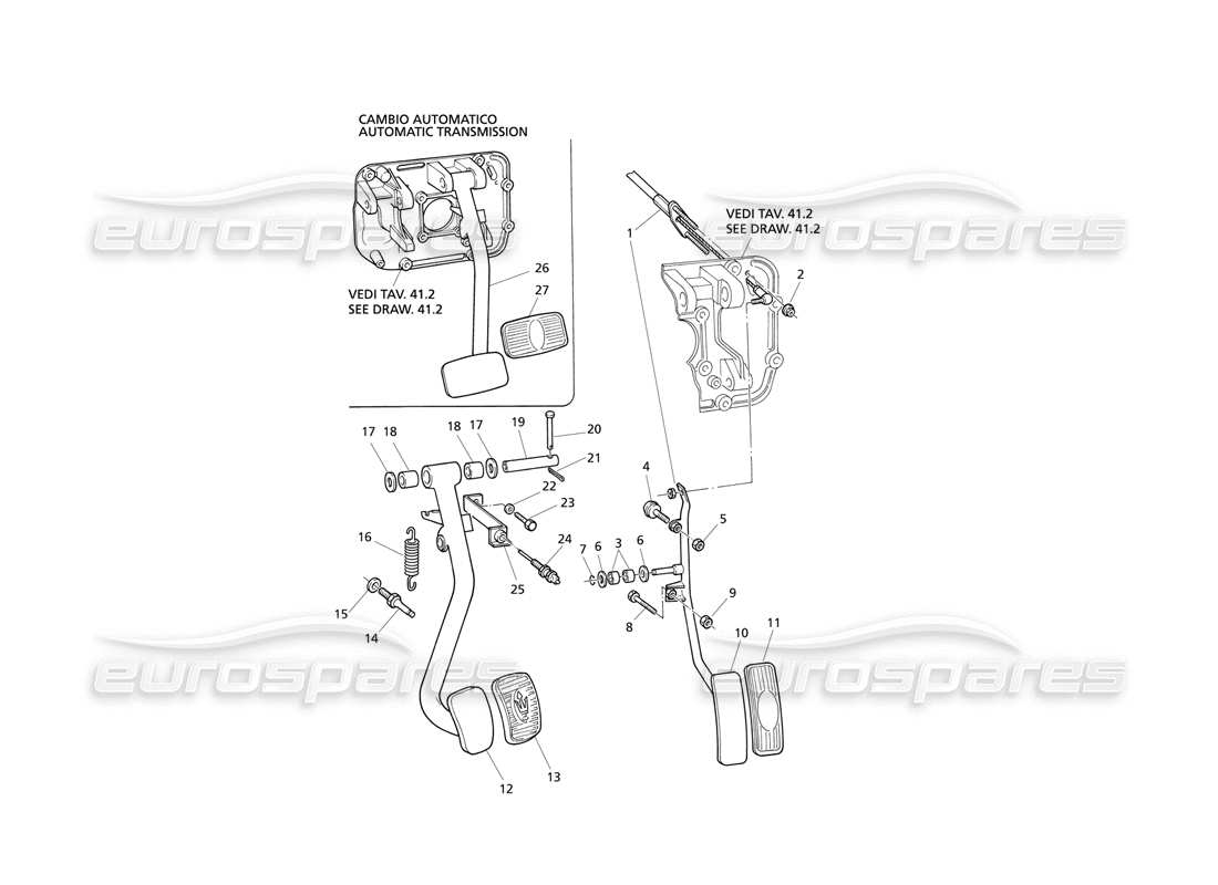 maserati qtp v8 evoluzione brake and accelerator pedals (rh drive) part diagram