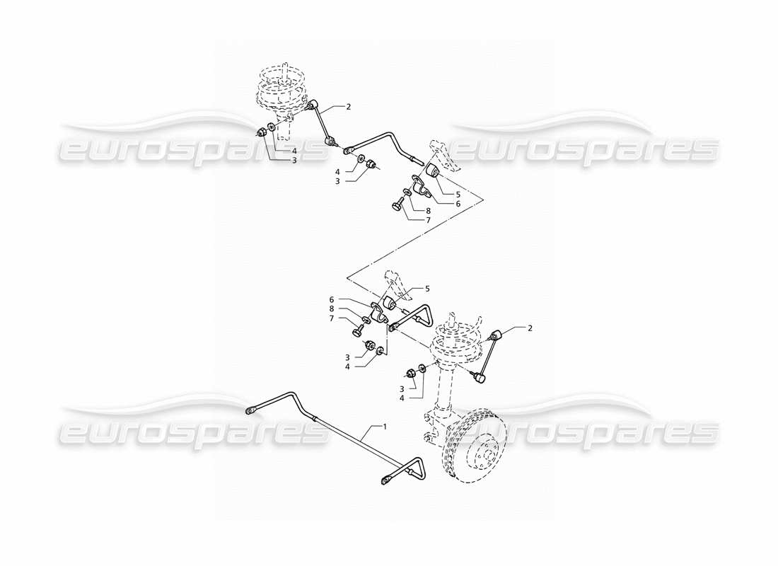 maserati qtp v6 (1996) stalibilizer bar parts diagram