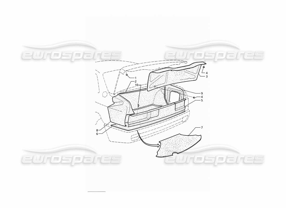 maserati ghibli 2.8 (abs) boot: carpets part diagram