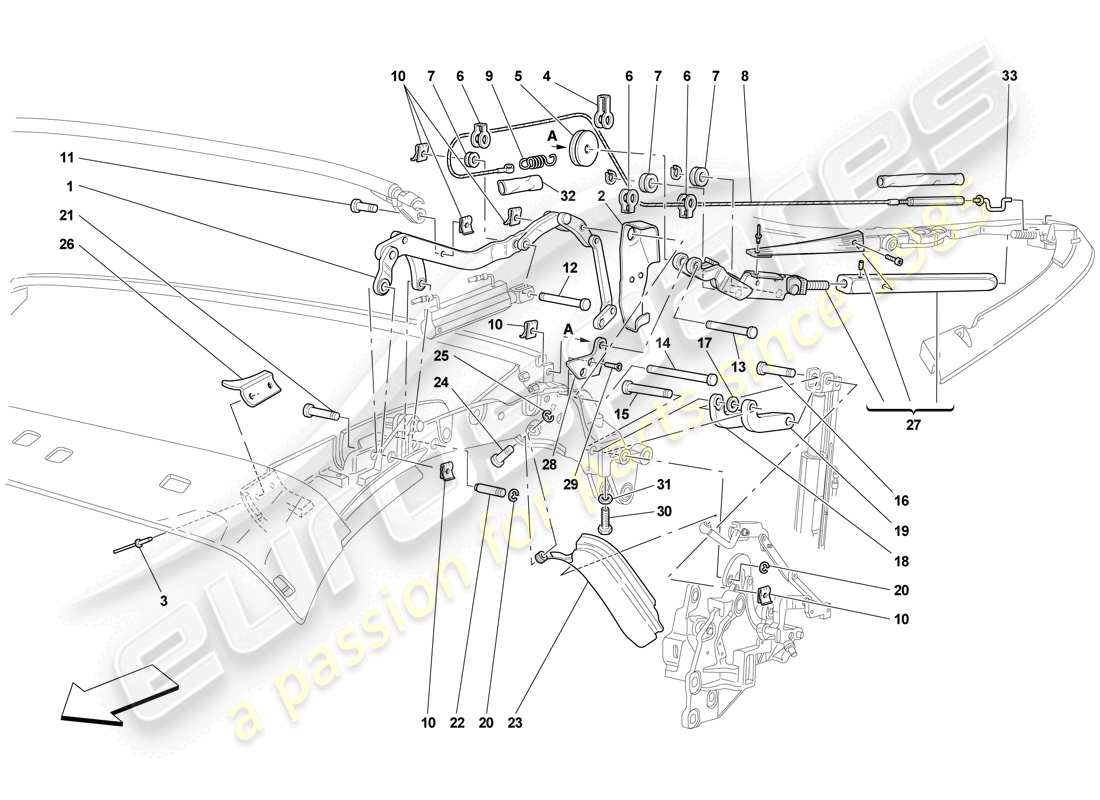 ferrari f430 scuderia spider 16m (rhd) roof kinematics - upper part part diagram