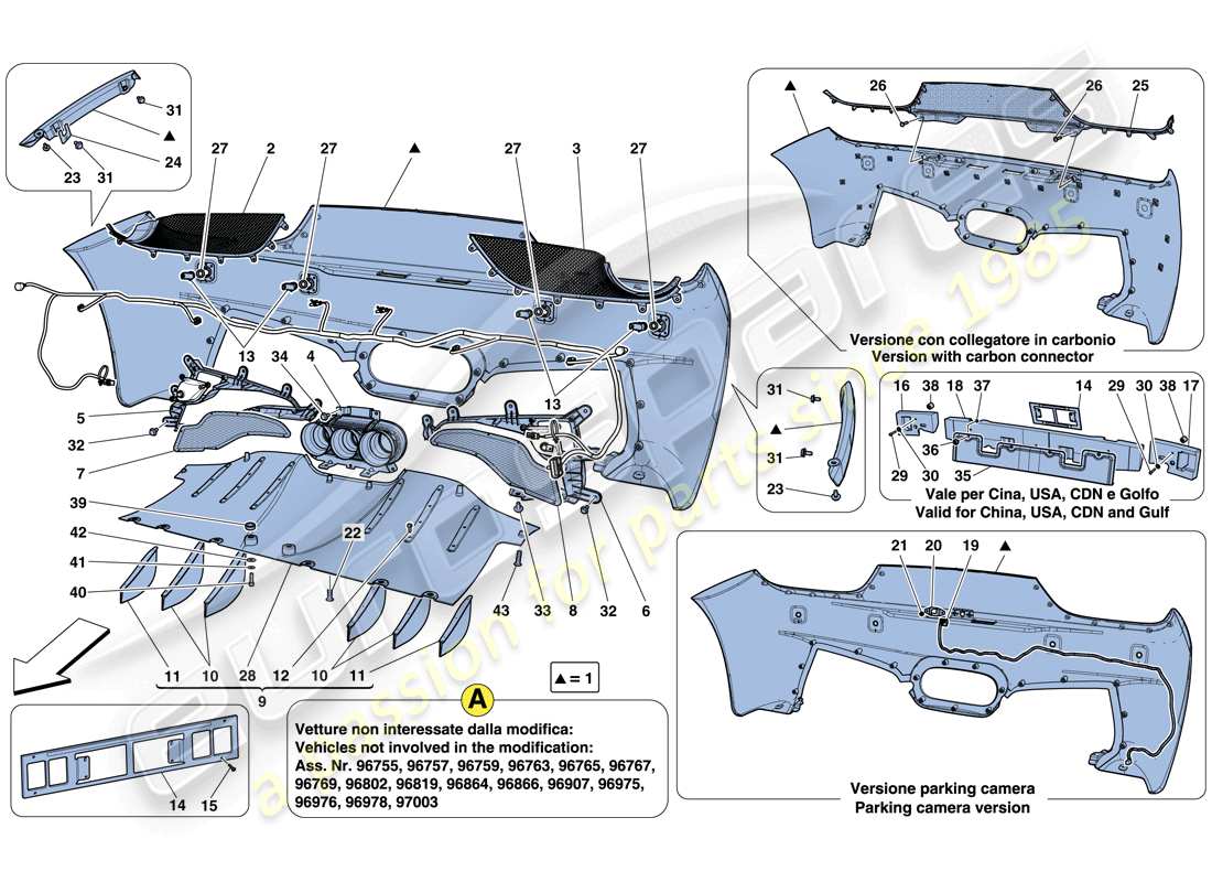 ferrari 458 italia (europe) rear bumper part diagram