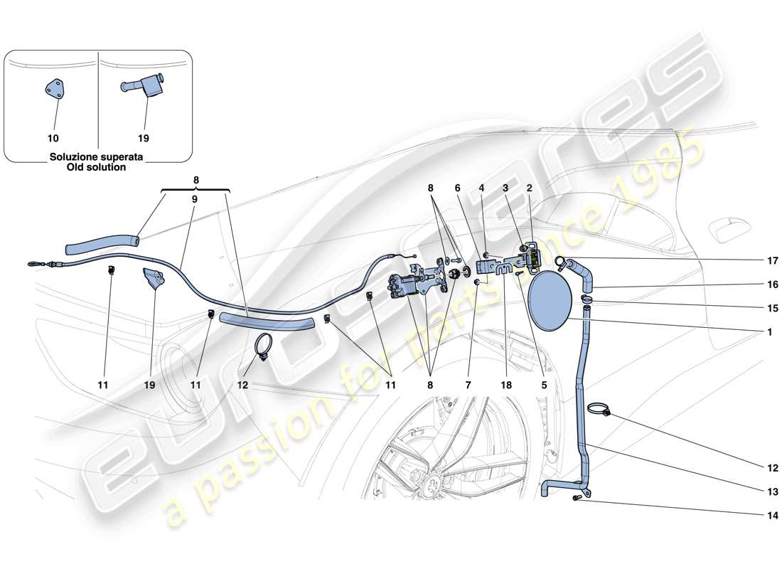 ferrari 488 spider (europe) fuel filler flap and controls part diagram