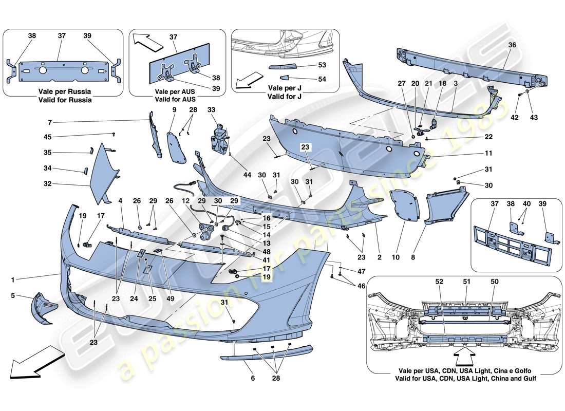 ferrari 812 superfast (europe) front bumper part diagram