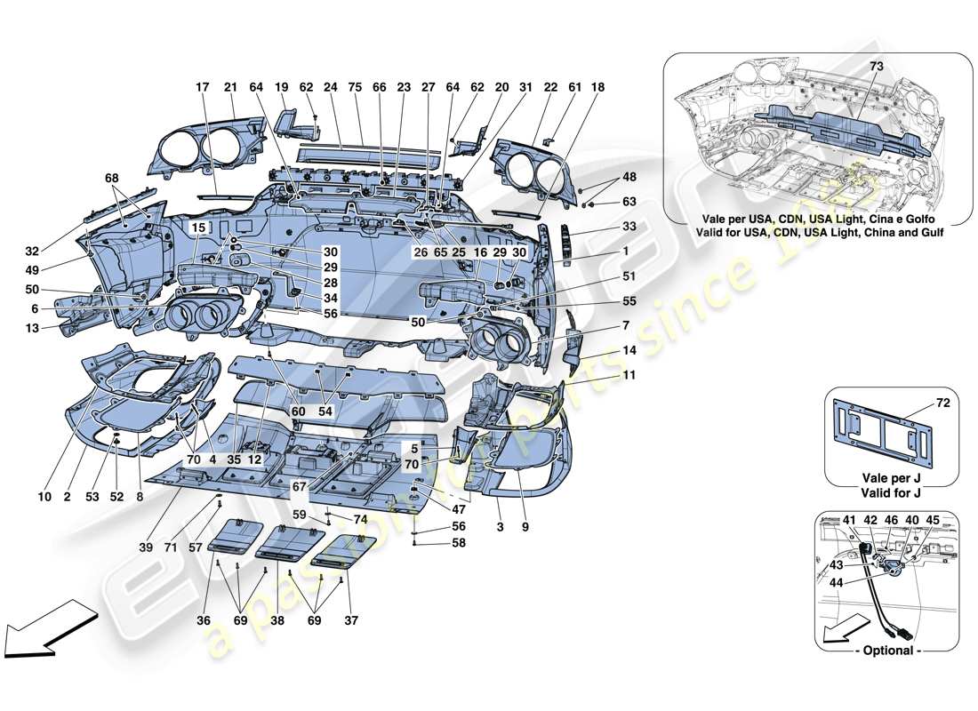 ferrari 812 superfast (europe) rear bumper part diagram