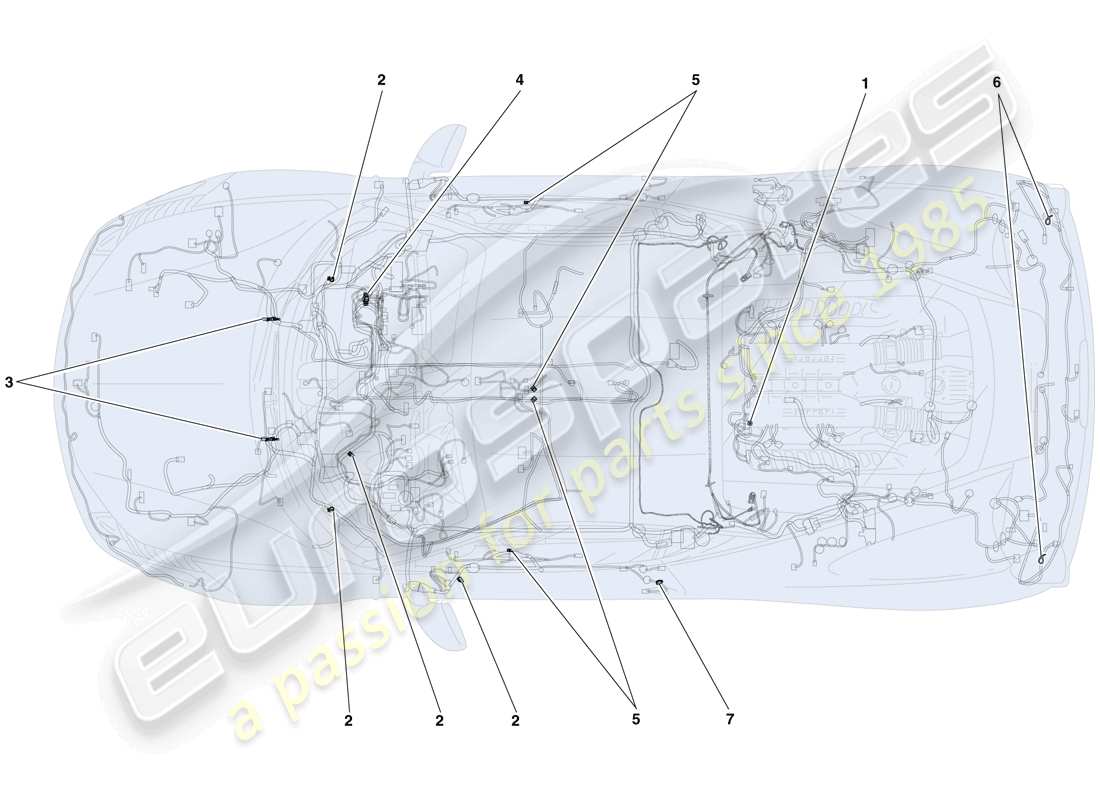 ferrari 458 italia (europe) various fastenings for the electrical system part diagram