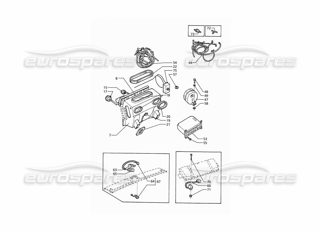 maserati ghibli 2.8 (abs) automatic air conditioner assy (rh drive) part diagram