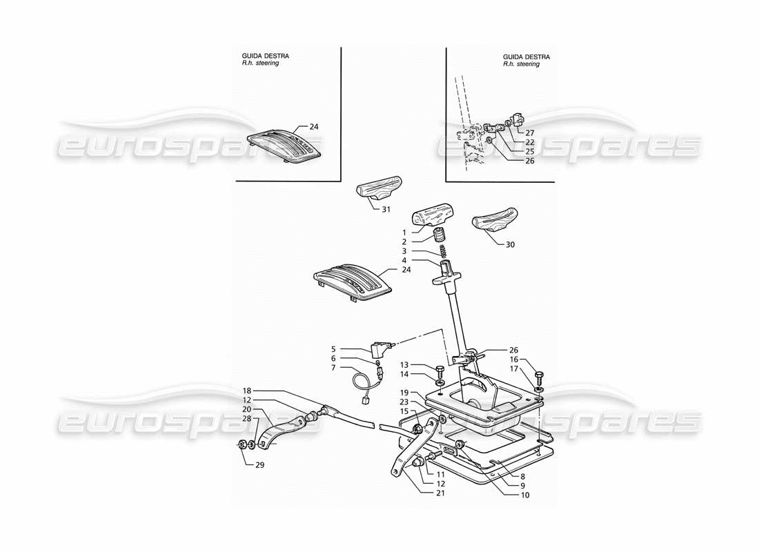 maserati ghibli 2.8 (abs) automatic transmission (4hp) outside controls part diagram