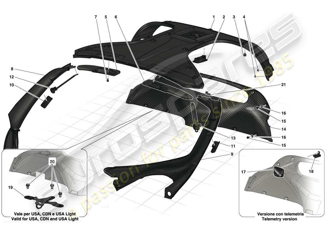 ferrari laferrari (europe) headliner trim and accessories part diagram