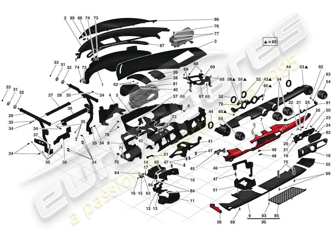 ferrari laferrari (europe) dashboard part diagram