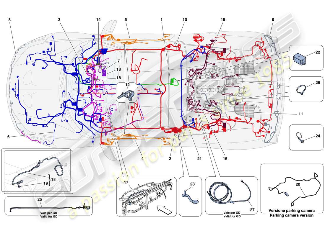 ferrari 458 speciale aperta (europe) main wiring harnesses part diagram