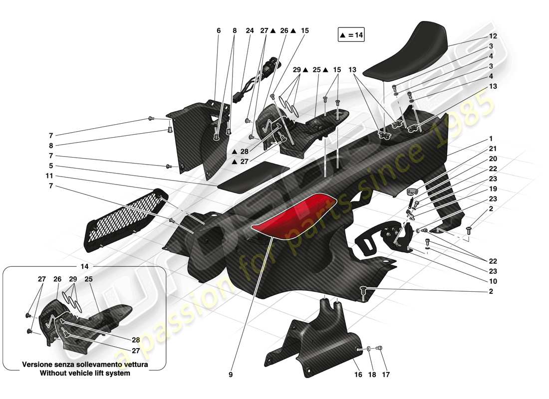 ferrari laferrari (europe) passenger compartment trim and accessories part diagram